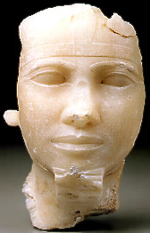 Alabaster head of a king, often assumed to be Khefren.