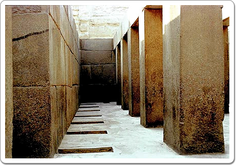 A view inside Khefren's Valley Temple at Giza.