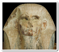 Head of the statue of Horus Netjerikhet found in his funerary complex at Saqqara
