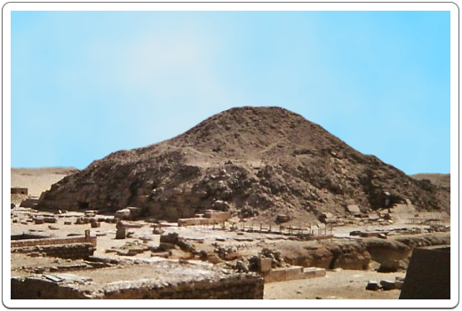 The core masonry of the pyramid collapsed over time when the outer casing was removed over the centuries by stone robbers.