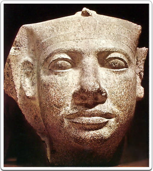 Colossal granite head of a statue of Userkaf found in the king’s mortuary complex at Saqqara.