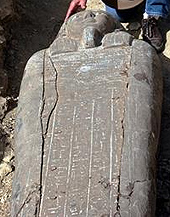 One of the three sarcophagi found in Saqqara