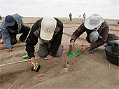 Archaeologists at work at the site of Tharo